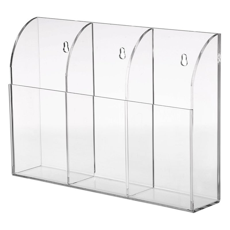 Hipiwe Wall Mount Remote Control Holder Clear Acrylic Media Organizer Storage Box Coffee Table and Nightstand Convenient Remote Control Caddy Three Compartments - Image 2