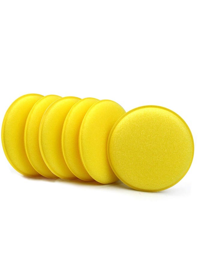 HAWAWA 6pcs Wax Applicator Foam Sponge, 4" Diameter Ultra-Soft Detailing Applicator Pads for Any Cars, Truck, Boat, Motorcycle and RV, Round Sponge Wax Polish for Hand Polish Cleaning Tool Yellow  - Image 1