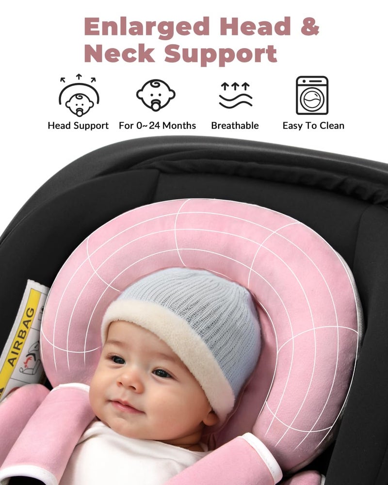 TinlyFinly Infant Car Seat Insert with Extra Cushion for Preemie to Toddler, Reversible Newborn Carseat Insert for Baby Head Body Support, Fits for Stroller, Baby Swing, Bouncer (Pink) - Image 3