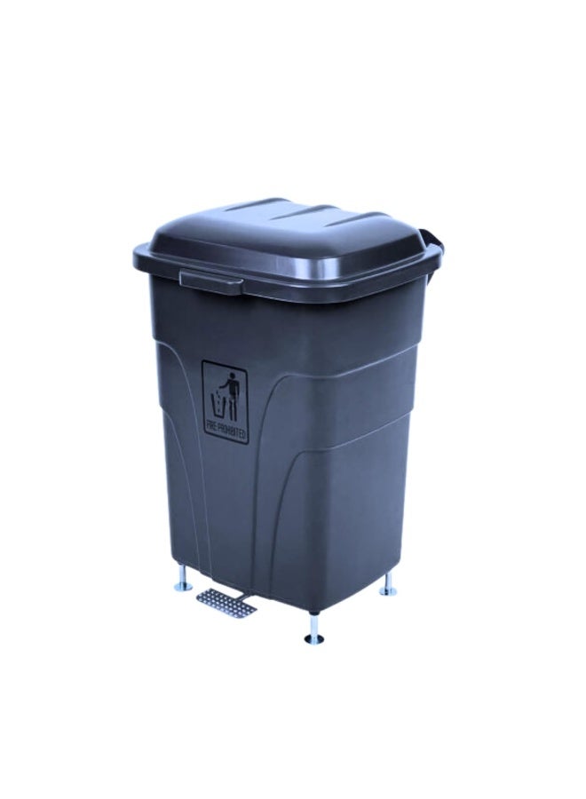 AKC سلة قمامة كبيرة بسعة 70 لتر باللون الرمادي مع دواسة قدم للاستخدام المنزلي والمكتبي والخارجي، بلاستيك متين، تشغيل بدون استخدام اليدين، واسعة وقوية