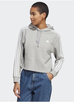 Adidas 3 Stripe Essential French Terry Cropped Hoodie  - Image 1