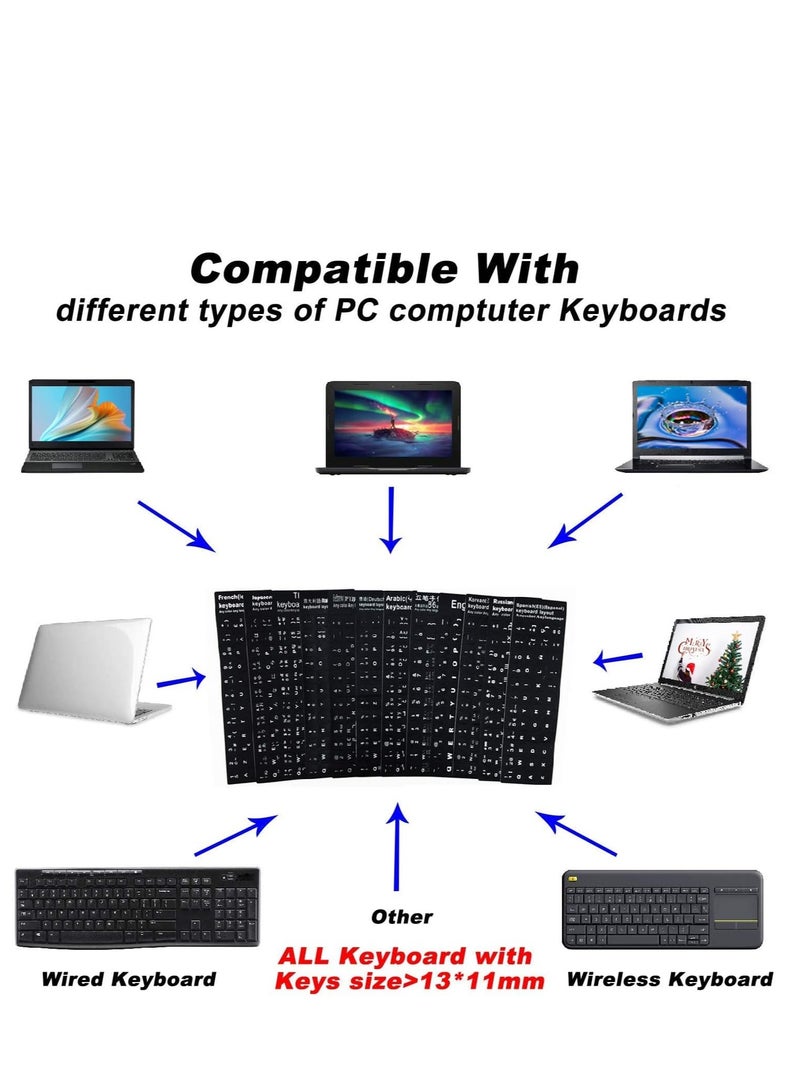 Universal Arabic Keyboard Stickers, Matte Replacement Arabic Keyboard Stickers with White Font on Black Background for Laptops and Desktops, Keyboard Alphabet Stickers - Image 3