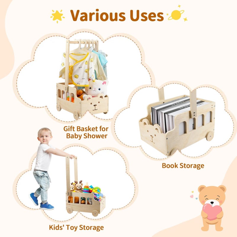 Esmorah Small Wooden Baby Shower Crate Closet with Wheels & Handle, Personalized Gifts/Welcome Basket for Newborn Boy Girl New Parent, Easy Assembly Baby Crate Closet - Image 5