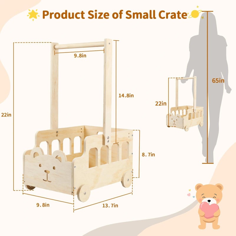 Esmorah Small Wooden Baby Shower Crate Closet with Wheels & Handle, Personalized Gifts/Welcome Basket for Newborn Boy Girl New Parent, Easy Assembly Baby Crate Closet - Image 3