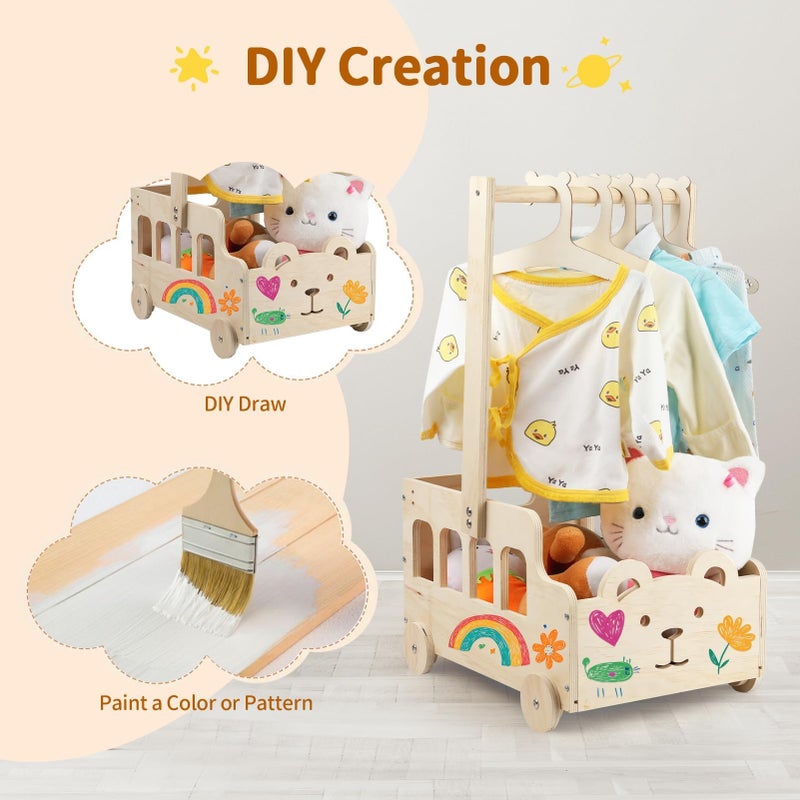Esmorah Small Wooden Baby Shower Crate Closet with Wheels & Handle, Personalized Gifts/Welcome Basket for Newborn Boy Girl New Parent, Easy Assembly Baby Crate Closet - Image 2