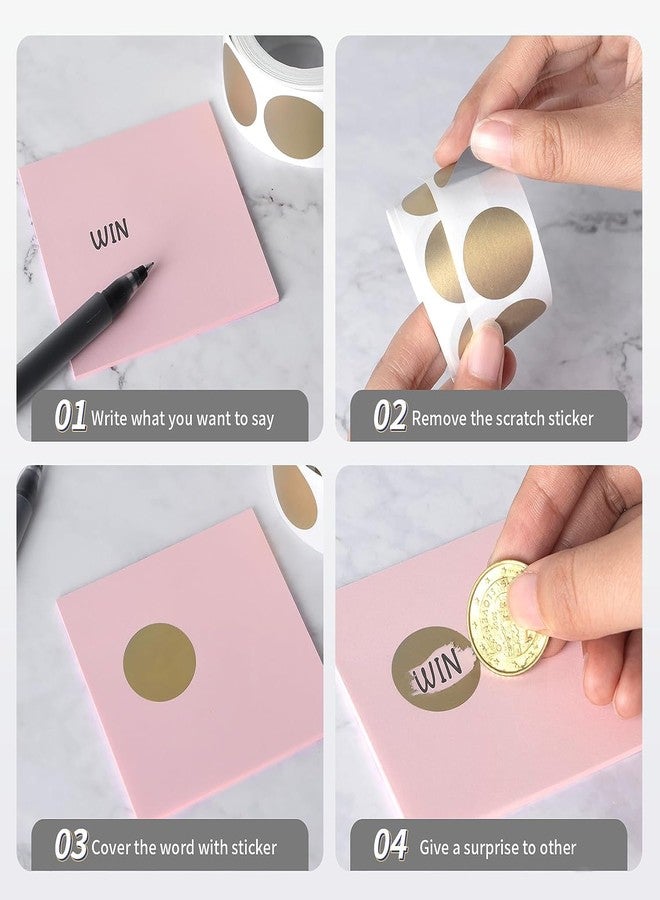 Imeepa 300 Pack Scratch Off Stickers, 1" Round Circle Scratch Off Labels Self Adhesive for Lottery Tickets DIY, Raffle Card Creating-Gold - Image 4