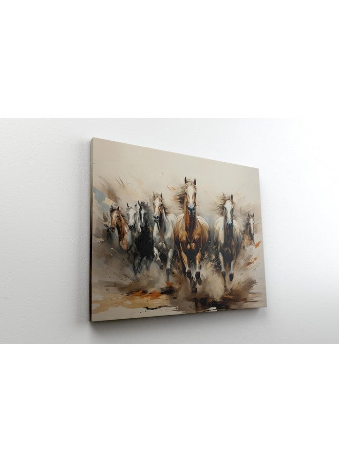 Nozvera 7 Horses Vastu Photo Frame Painting With Rising Sun Seven Horses Big Size Canvas Painting For Wall Decoration, Living Room, Home, Bedroom, Office (Design 5, 22 inch * 34 inch, Wrapped Canvas) - Image 5