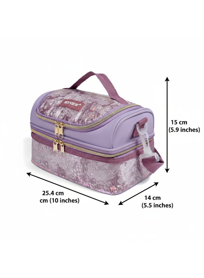 سكاي فيو حقيبة غداء للأطفال من SKY VIEW - صندوق غداء معزول مزدوج الطبقات للأولاد والبنات، حقيبة غداء قابلة للغسل مع حزام وصندوق غداء للأطفال الصغار قابل لإعادة الاستخدام للمدرسة والنزهات - 25.4 × 15 × 14 سم (أرجواني) - Image 2