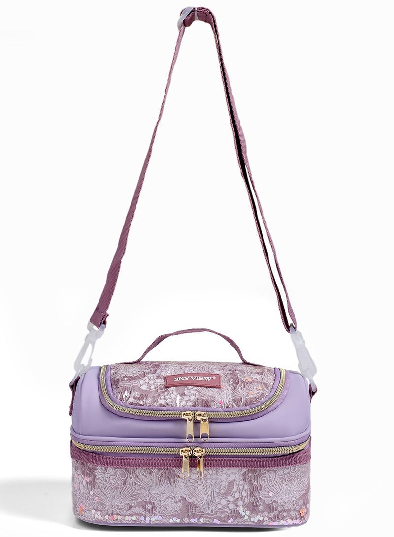 سكاي فيو حقيبة غداء للأطفال من SKY VIEW - صندوق غداء معزول مزدوج الطبقات للأولاد والبنات، حقيبة غداء قابلة للغسل مع حزام وصندوق غداء للأطفال الصغار قابل لإعادة الاستخدام للمدرسة والنزهات - 25.4 × 15 × 14 سم (أرجواني) - Image 3