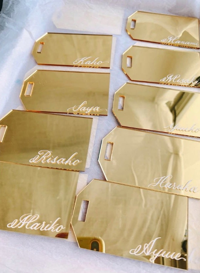 XIAOYUE Set of 10 Mirrored Wedding Gift Tags, DIY Acrylic Blanks, Personalized Luggage Tag, Acrylic Christmas Ornament (Gold Mirror) - Image 1