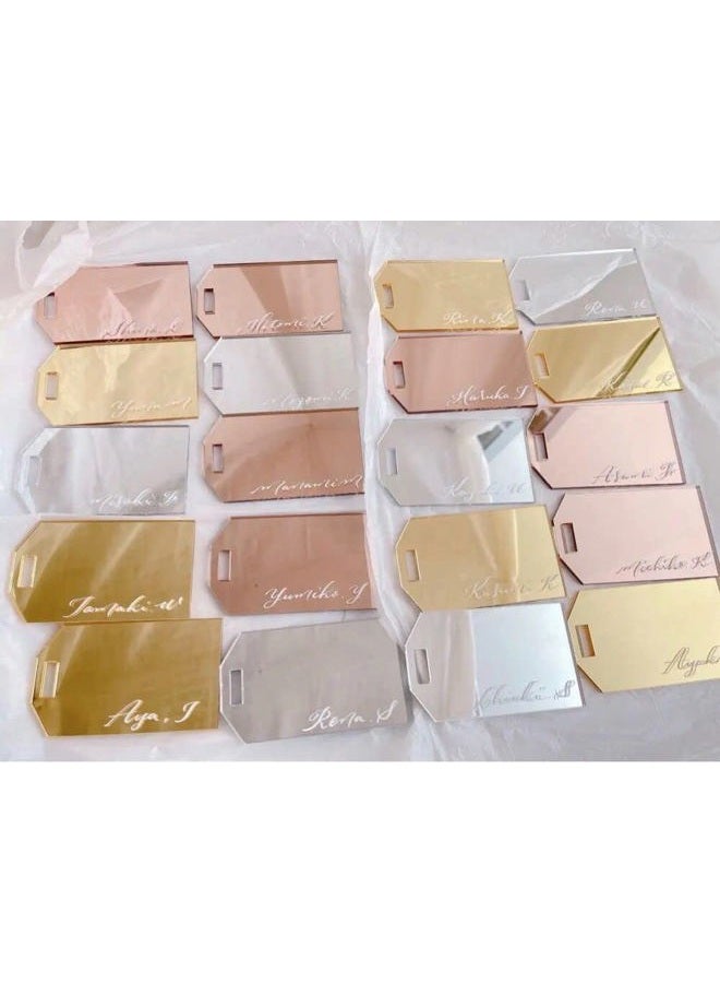 XIAOYUE Set of 10 Mirrored Wedding Gift Tags, DIY Acrylic Blanks, Personalized Luggage Tag, Acrylic Christmas Ornament (Gold Mirror) - Image 3
