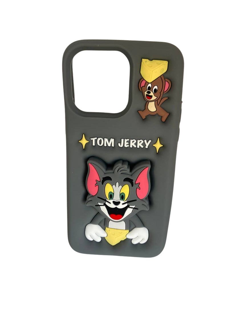 3D Cartoon Phone Case for iPhone 12 Pro Max, 13 Pro Max, All-Round Protection, Anti-Slip Design (Tom&Jerry With PoP Socket) - Image 1