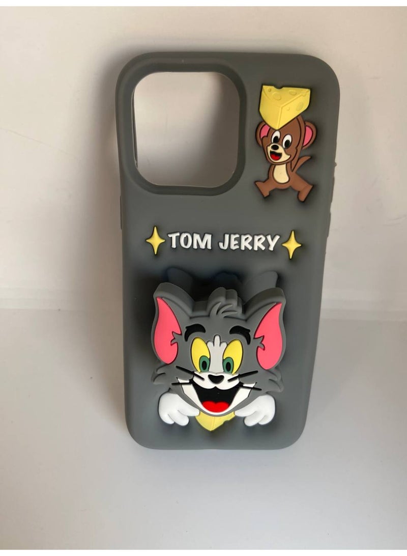 3D Cartoon Phone Case for iPhone 12 Pro Max, 13 Pro Max, All-Round Protection, Anti-Slip Design (Tom&Jerry With PoP Socket) - Image 2