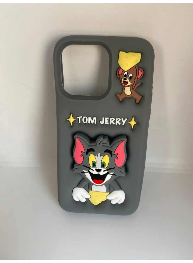 3D Cartoon Phone Case for iPhone 12 Pro Max, 13 Pro Max, All-Round Protection, Anti-Slip Design (Tom&Jerry With PoP Socket) - Image 4