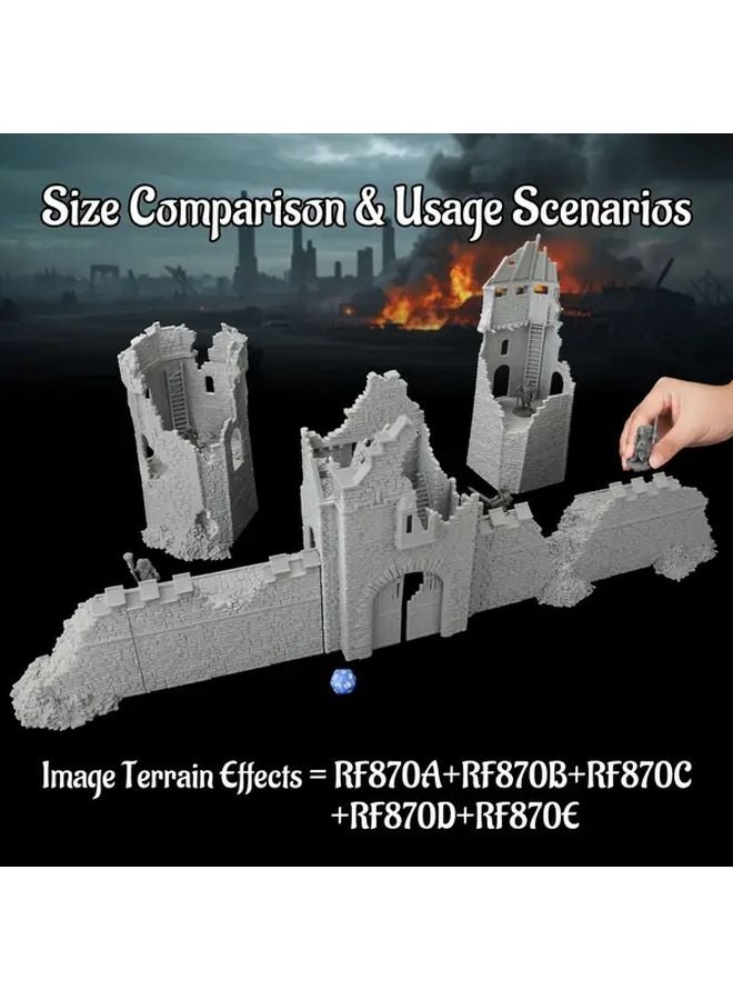 RF870D جدار قلعة مدمر مشهد فانتازي متوسطي تضاريس معيارية لألعاب تقمص الأدوار وتمثيل المعارك - Image 3