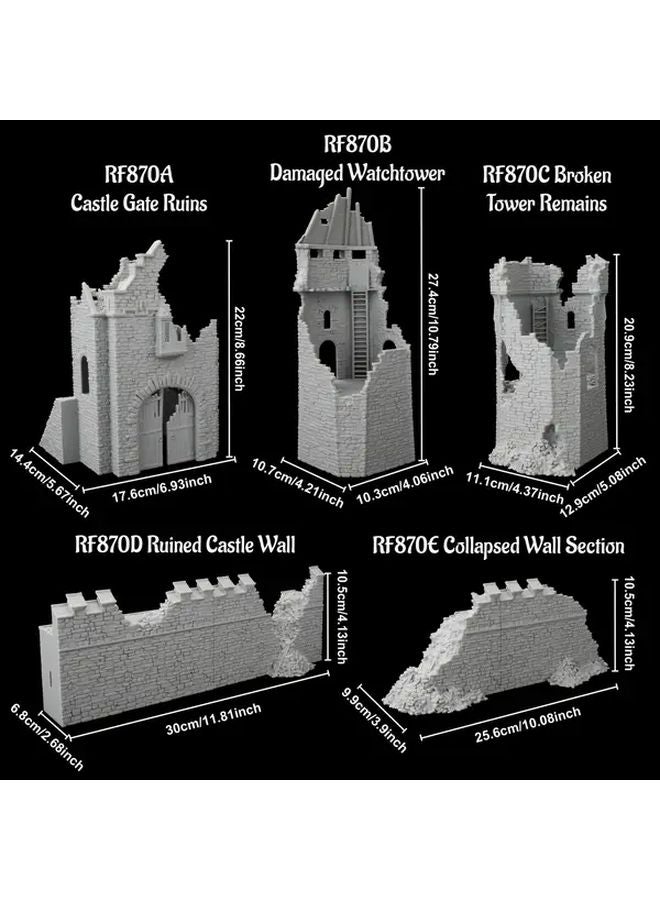 RF870D جدار قلعة مدمر مشهد فانتازي متوسطي تضاريس معيارية لألعاب تقمص الأدوار وتمثيل المعارك - Image 4