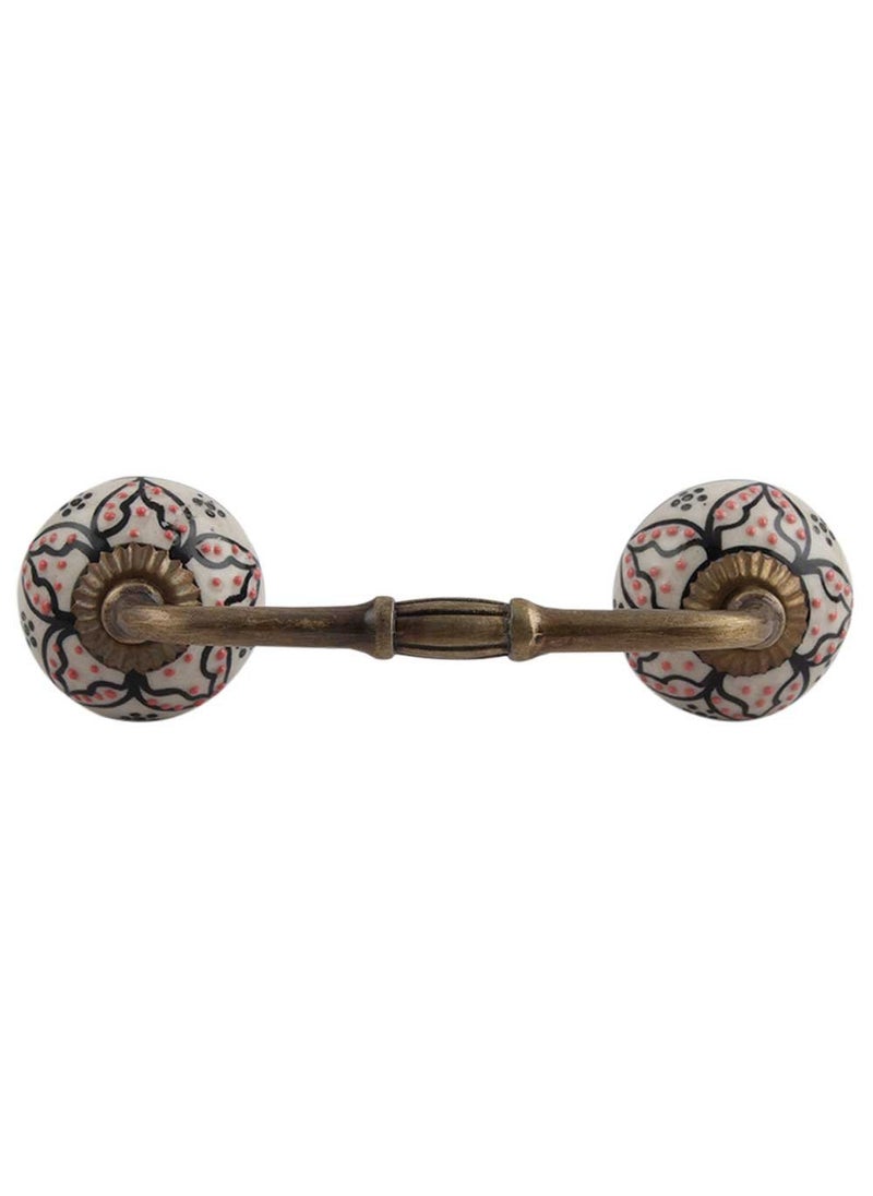Indian-Shelf IndianShelf 1 Pack Ceramic Black Cabinet Pulls Flower Vintage Kitchen Drawer Handles Door Dresser Handles Antique Hardware 4 Hole to Hole BH68 Ck1348 