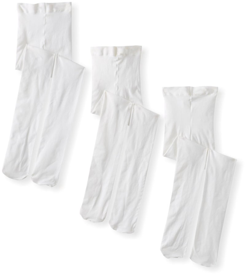 Jefferies Socks Little Girls' Smooth Tights, White, 4-6 Years (Pack of 3) - Image 1