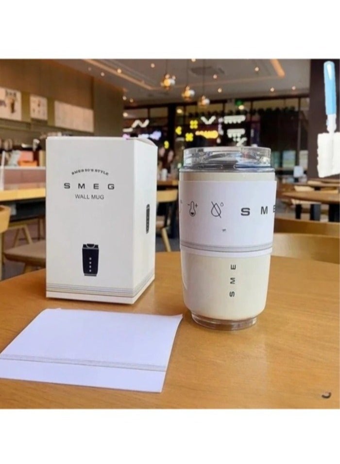 smeg كوب سفر، كوب قهوة معزول، كوب قهوة حراري من الفولاذ المقاوم للصدأ قابل لإعادة الاستخدام، حاوية مشروبات خفيفة الوزن وقابلة للنقل للاستخدام في المنزل أو المكتب أو السفر، (عبوة من 3 قطع، 350 مل أبيض) - Image 4