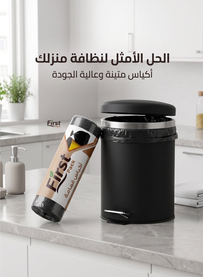 فيرست رول اكياس قمامة ونفايات متينة مقاس 70×90 سم وزن 500 جرام سهلة القطع للاستخدام المنزلي والمكتبي لون اسود - Image 2