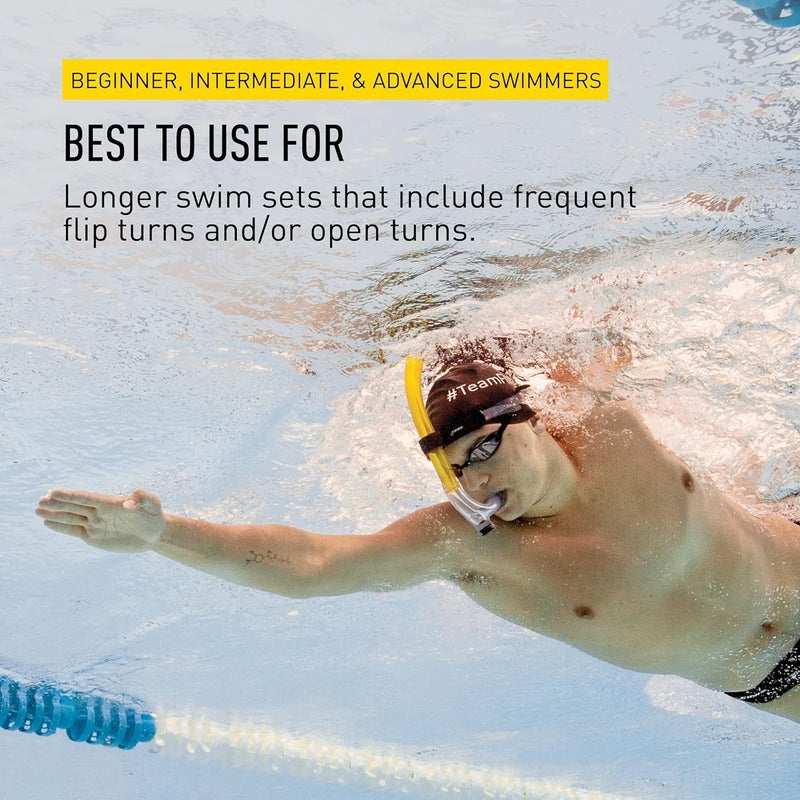 FINIS Original Swimmer’s Snorkel - Center-Mount Design - For Swim Training - Adjustable Fit - Purge Valve - Yellow - Image 5