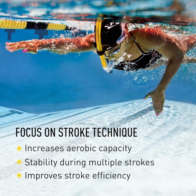 FINIS Original Swimmer’s Snorkel - Center-Mount Design - For Swim Training - Adjustable Fit - Purge Valve - Yellow - Image 3
