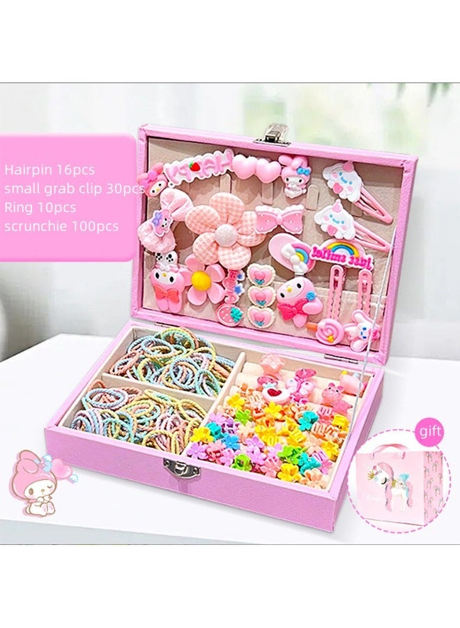 JCB CHIC Jewelry Box with Hair Accessories Set,Kids Hair Accessories Set Jewelry Box Organizer with 159pcs  hair accessories Including Clips, Ties, Barrettes, Bows - Image 2