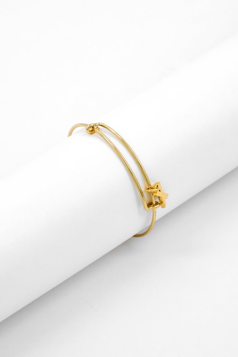 ALEX AND ANI Initial X III Bangle Bracelet, Gold  - Image 1