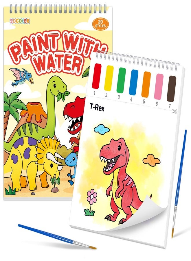SOCOLER Paint with Water Coloring Books for Toddlers,Mess Free Watercolor Painting Papers for Kids Water Color Paint Kit Art Craft Birthday Gift for Ages 1-3,4-8(Dinosaurs) - Image 1