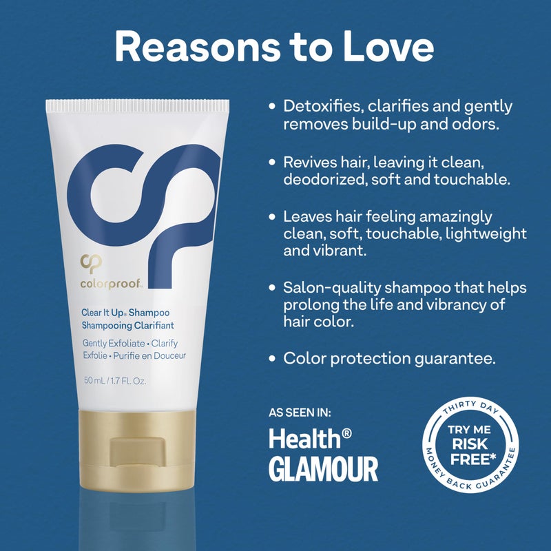 Colorproof Clear It Up Clarifying Shampoo 1.7 Fl. Oz. Travel Size Shampoo for Color Treated Hair, Coconut & Lemongrass Scent - Image 3