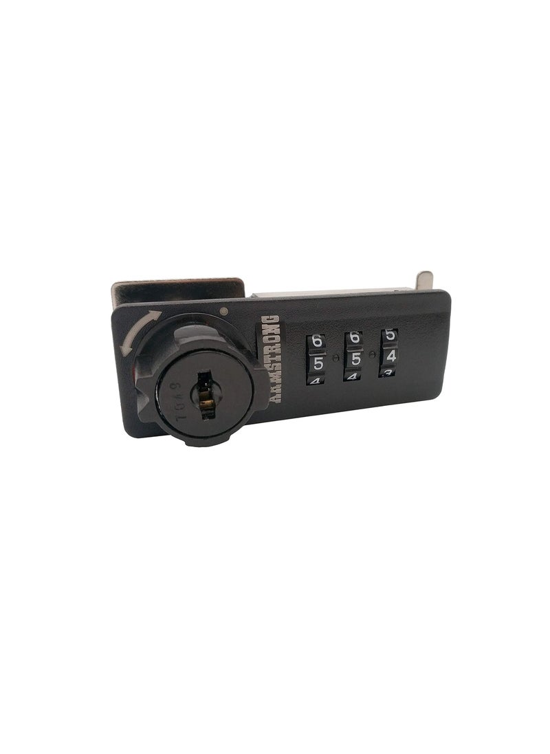 Armstrong ARMSTRONG 3 DIGIT NUMBER DIAL COMBINATION | CABINET LOCKS | CAM LOCK TYPE WITH KEY | HIGH QUALITY ABS HOUSING | ZINC CYLINDER (LEFT HAND) | BLACK COLOR  - Image 1