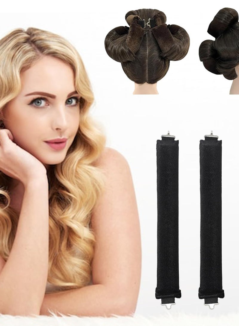 Generic Heatless Curling Wand (Set of 3) – Soft Velvet Curling Bands with Elastic Hooks for Damage-Free Natural Waves and Curls, Suitable for All Hair Types – Black - Image 1