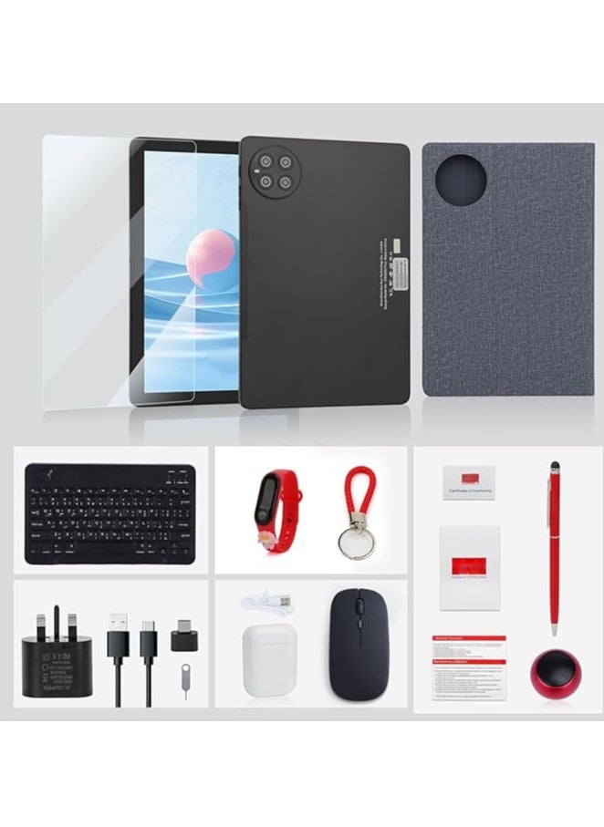 tablet CM8800 with a 10-inch screen supports a SIM card and a 5G band Wi-Fi network with 8 GB RAM and 512 GB storage space and a large 10,000 mAh battery and works with accessories inside the box with the Android system (black)