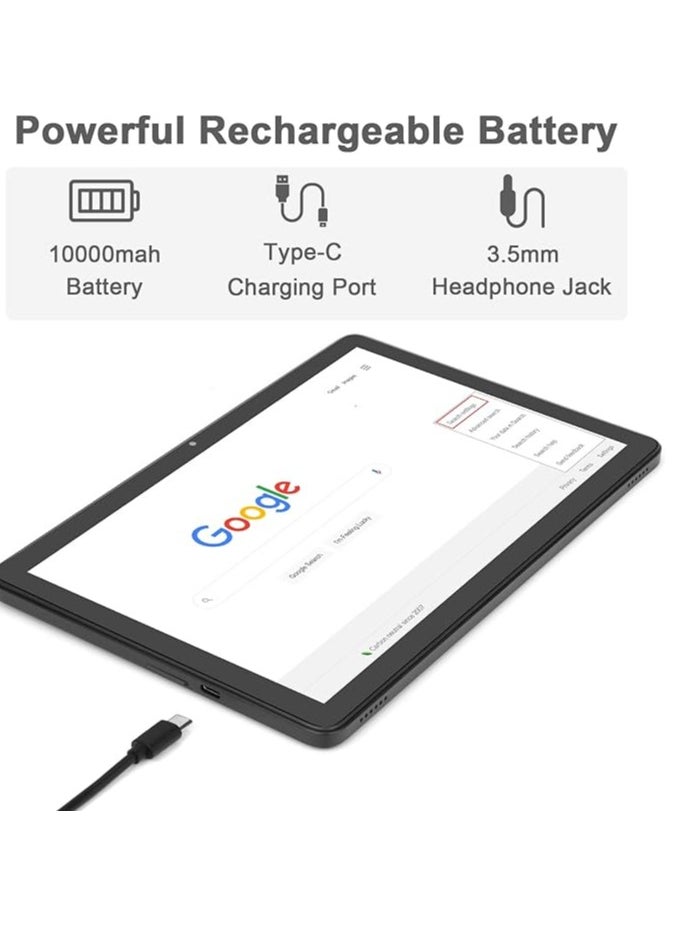 tablet CM8800 with a 10-inch screen supports a SIM card and a 5G band Wi-Fi network with 8 GB RAM and 512 GB storage space and a large 10,000 mAh battery and works with accessories inside the box with the Android system (black)