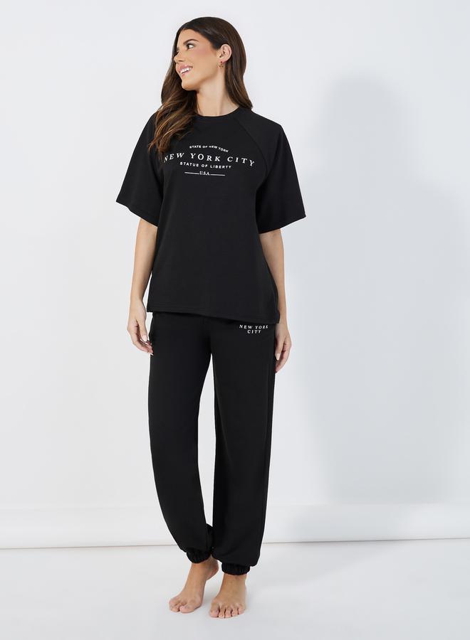 Styli New York City Raglan Sleeves Top & Joggers Lounge Set - Image 1