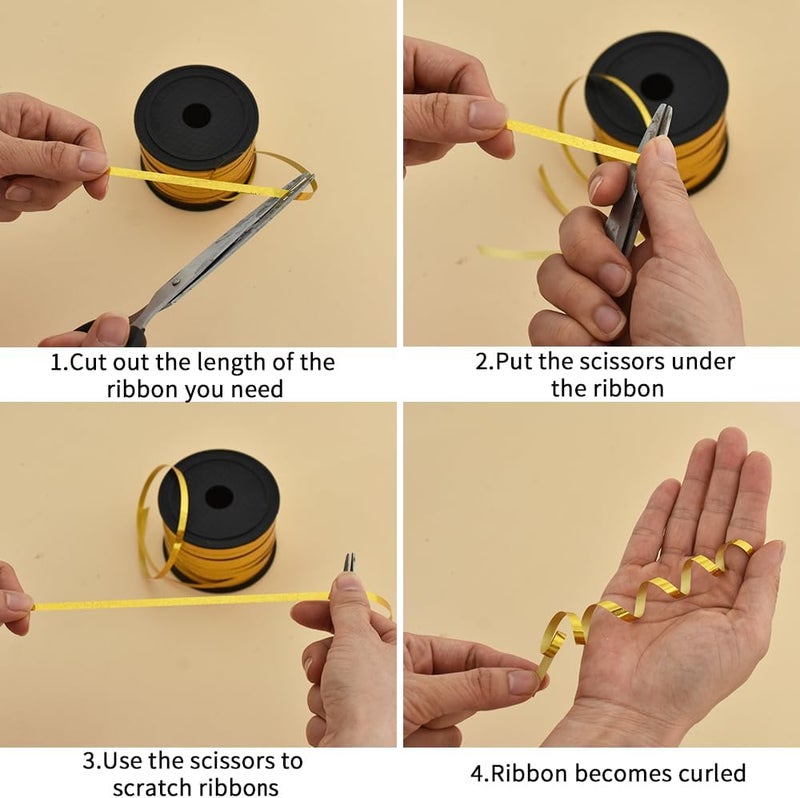 BEISHIDA 2 Pack 100 Yards Black Gold Curling Crimped Glitter Ribbon Balloon String Shiny Metallic for Gift Wrapping Ribbon 2026 Happy New Year Graduation Retirement Birthday Party Decoration - Image 3