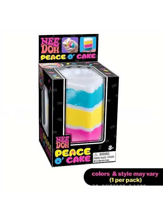 NeeDoh Peace O' Cake Squishy Toy - Colorful Cake Shaped Stress Relief Fidget Toy