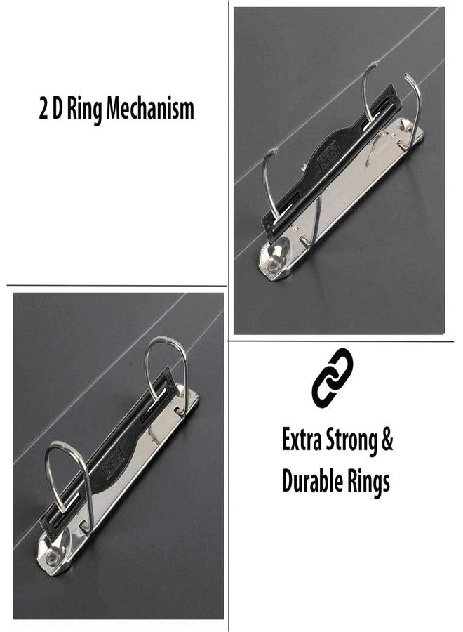 Kosh ملف كوش ذو حلقات، مقاس A4، حامل بلاستيكي ثنائي الأبعاد/حامل مستندات (عبوة من قطعتين، أسود) - Image 3