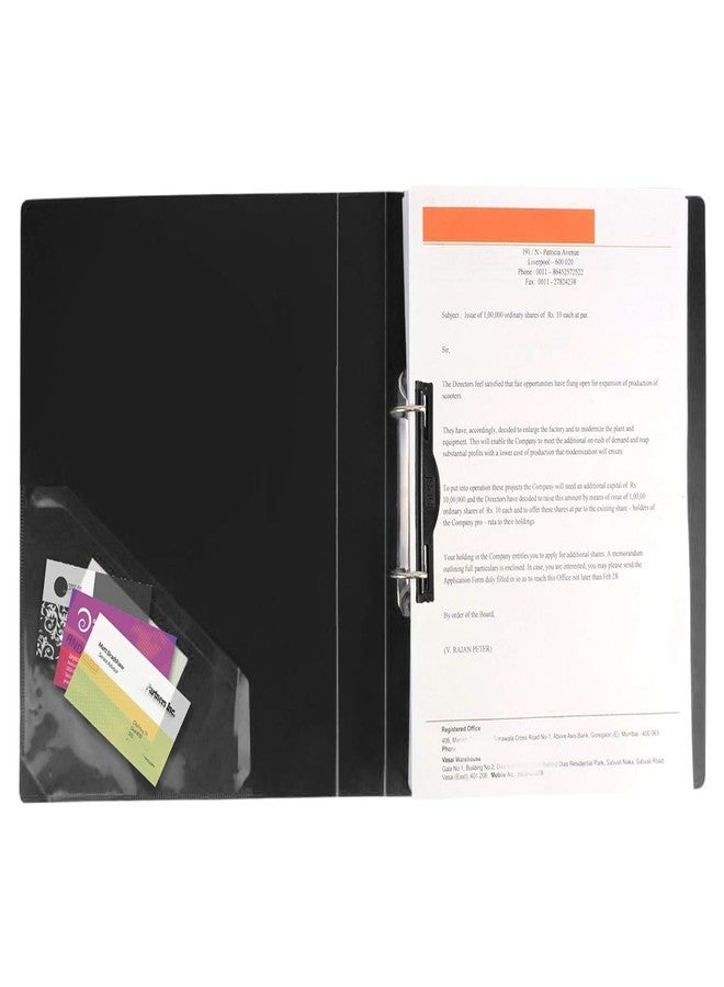 Kosh ملف كوش ذو حلقات، مقاس A4، حامل بلاستيكي ثنائي الأبعاد/حامل مستندات (عبوة من قطعتين، أسود) - Image 5