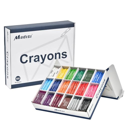 Madisi Crayon Bulk pack, Regular Size, 18 Colors, 900 Count - Image 1