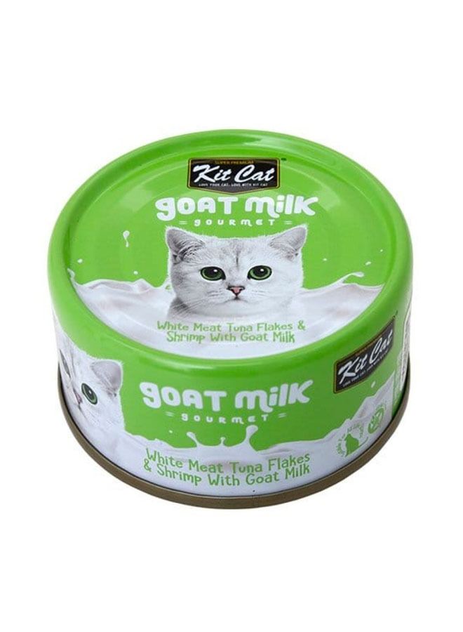 Kit Cat Goat Milk Gourmet White Meat Tuna Flakes & Shrimp Canned Cat Food 70g