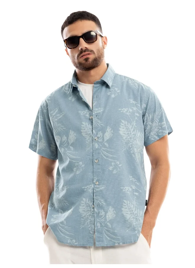Beyoung Light Blue Floral Printed Shirt for Men