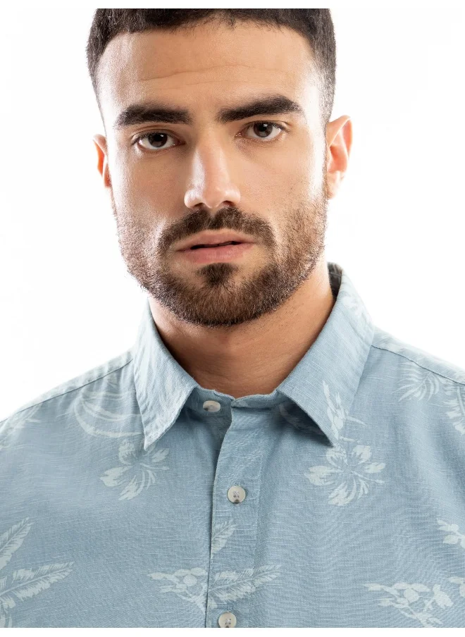 Beyoung Light Blue Floral Printed Shirt for Men