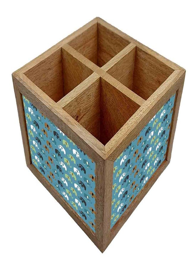 Nutcase Wooden Cutlery Stand Holder Silverware Caddy Spoons Forks Knives Organizer for Dining Table & Kitchen -Made in India-Spoons NOT Included - Elements Blue - Image 3