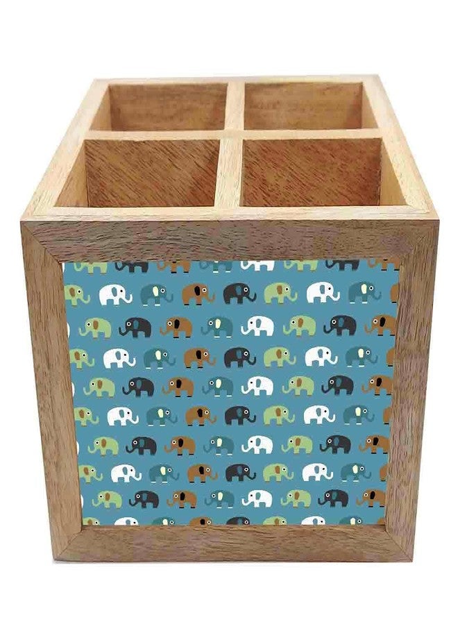 Nutcase Wooden Cutlery Stand Holder Silverware Caddy Spoons Forks Knives Organizer for Dining Table & Kitchen -Made in India-Spoons NOT Included - Elements Blue - Image 4
