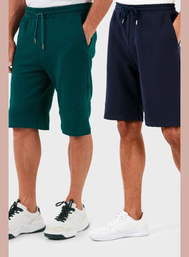 بوراتي شورت رجالي قطن بوراتي بقصة عادية وخصر عادي عبوة من قطعتين