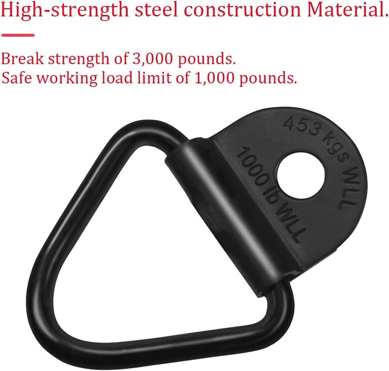 MOEBULB Cargo V-Ring Tie-Down Anchors - 8-Pack Black Steel for Trailers and Trucks - Image 3