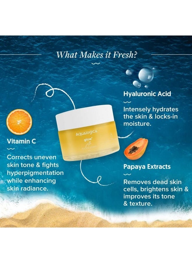 Aqualogica Glow+ Jello Moisturiser with Vitamin C & Papaya for Illuminating Moisturization & Skin Hydration Non Sticky 50 G  - Image 3