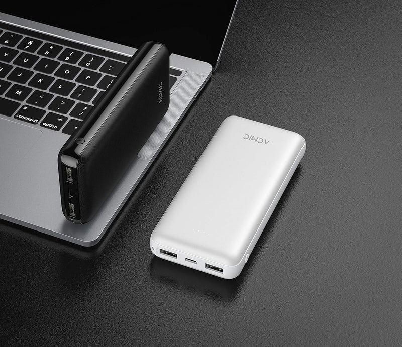 ACMIC Power Bank 20000mAh, Portable Charger PowerCore with Dual input Ports, 12W 2 USB 2.0 QI Fast Charging Power Bank Battery Pack for iPhone, Samsung, Huawei and etc - Black - Image 3