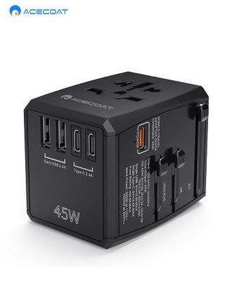 Global Universal Travel Plug With 2 USB 3 Type C Multifunctional Black Adapter With 45W Fast Charge EU US UK AU Multi-Country Converter All-In-One Power Strip - pzsku/Z481F40A82B2B18BD9128Z/45/_/1715860260/62d2de9b-011e-4f86-865c-c49d95cb1620